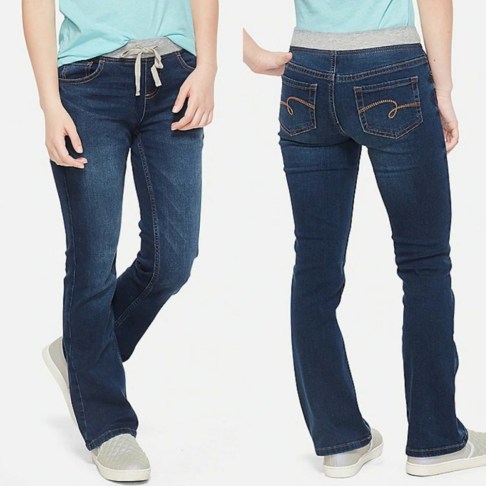 Justice Size 18 Knit Waist Bootcut Dark Wash Jeans